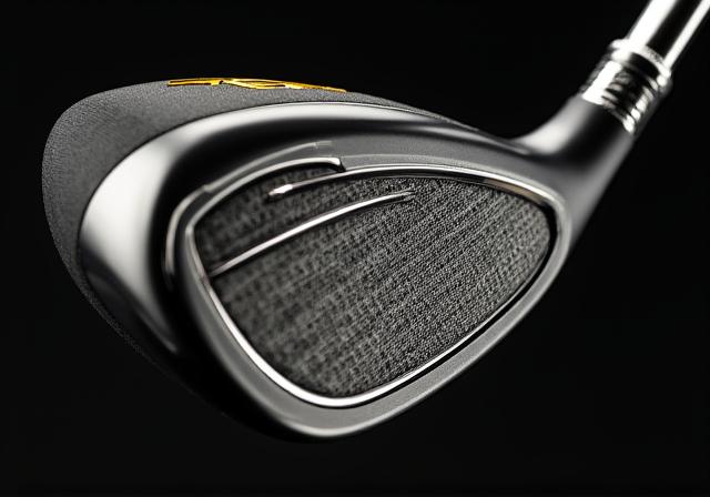 Close-up of a modern high-tech titanium golf driver