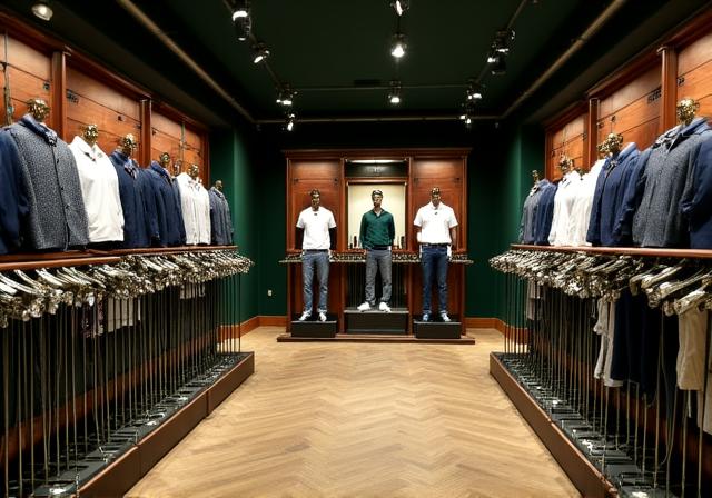 Luxury golf pro shop interior at SageSwing Golf Club