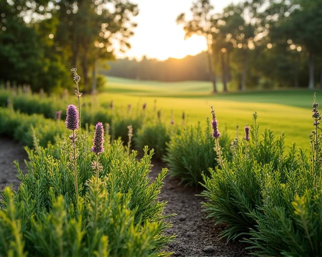Lush herb gardens integrated into the SageSwing landscape